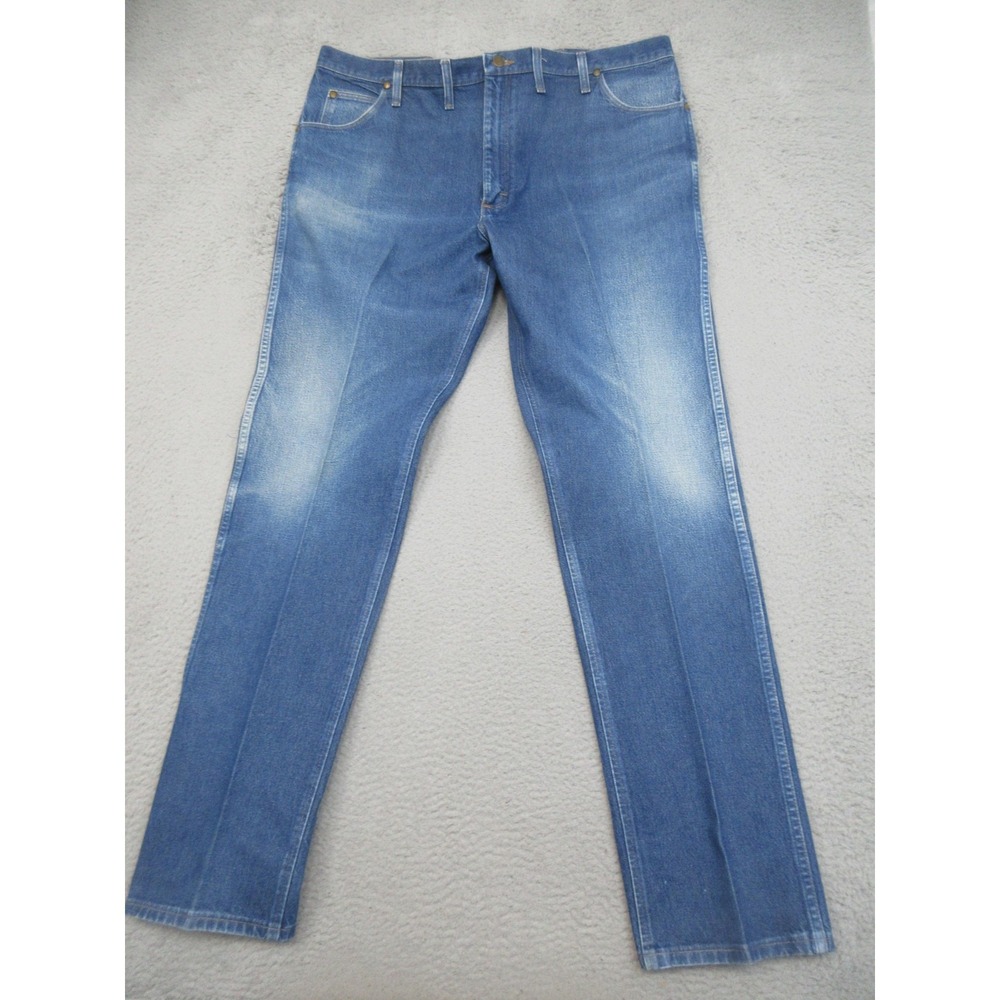 Wrangler 47MWZ Regular Fit Jeans Mens 44x38 Blue Straight Leg Cowboy Western